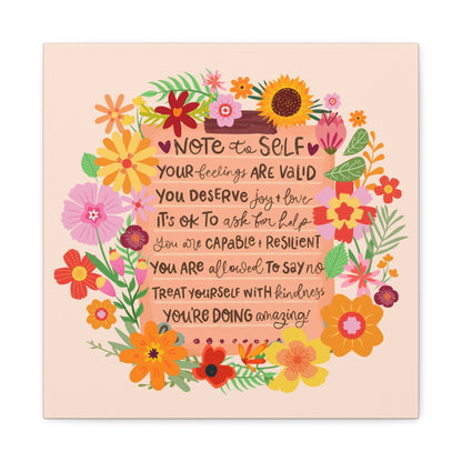 Note to Self - Positive Wall Art Canvas, 3 sizes