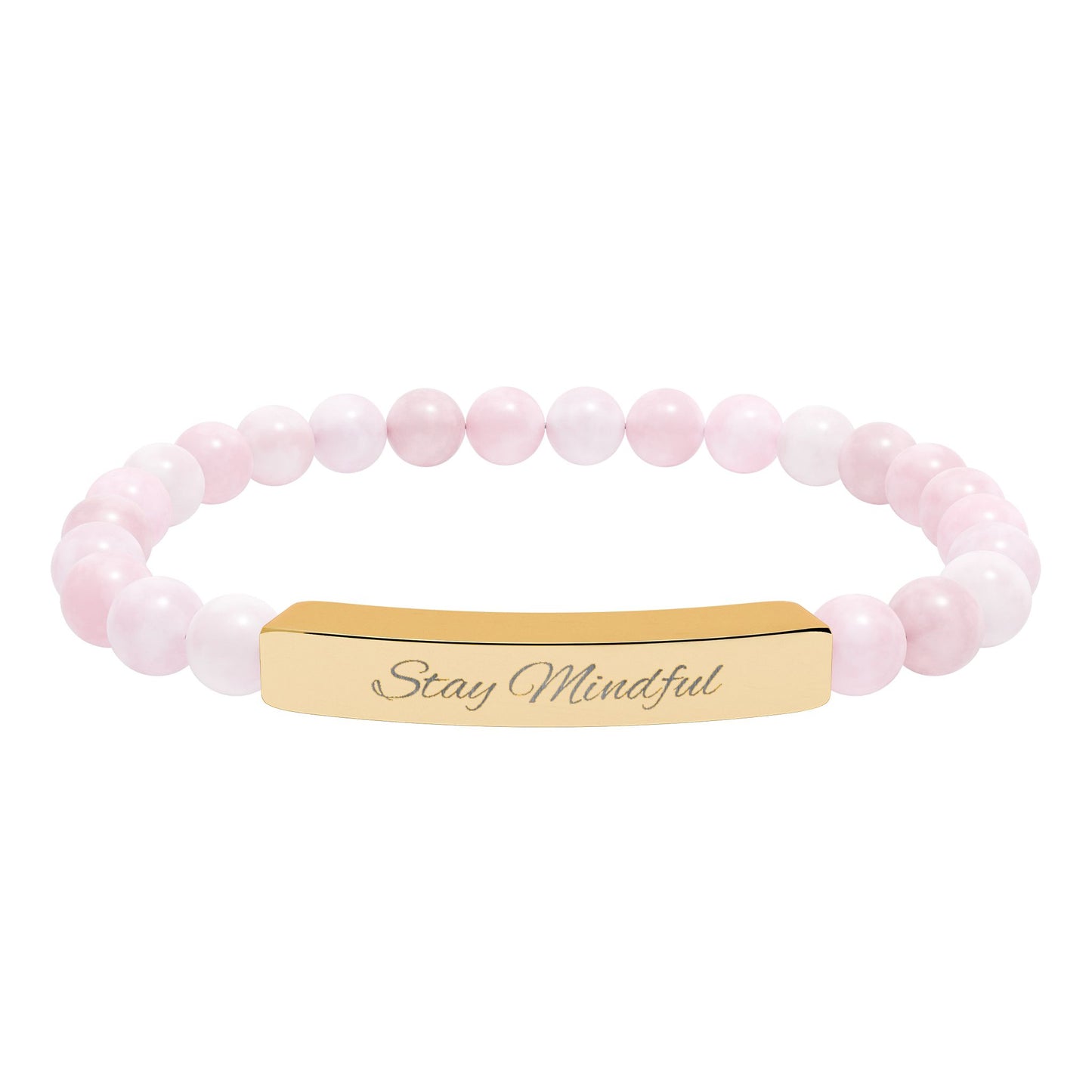 Personalized Real Natural Stone Bracelet (engraved), 7 stone options, Silver or Gold bar