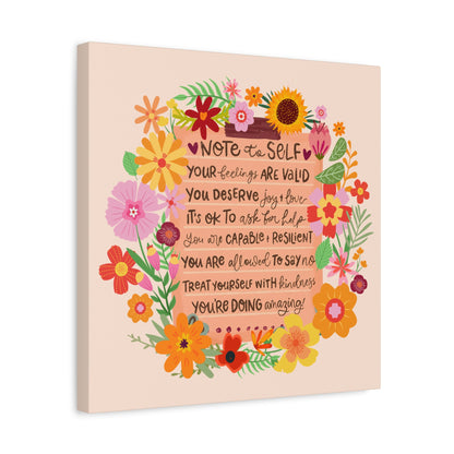 Note to Self - Positive Wall Art Canvas, 3 sizes