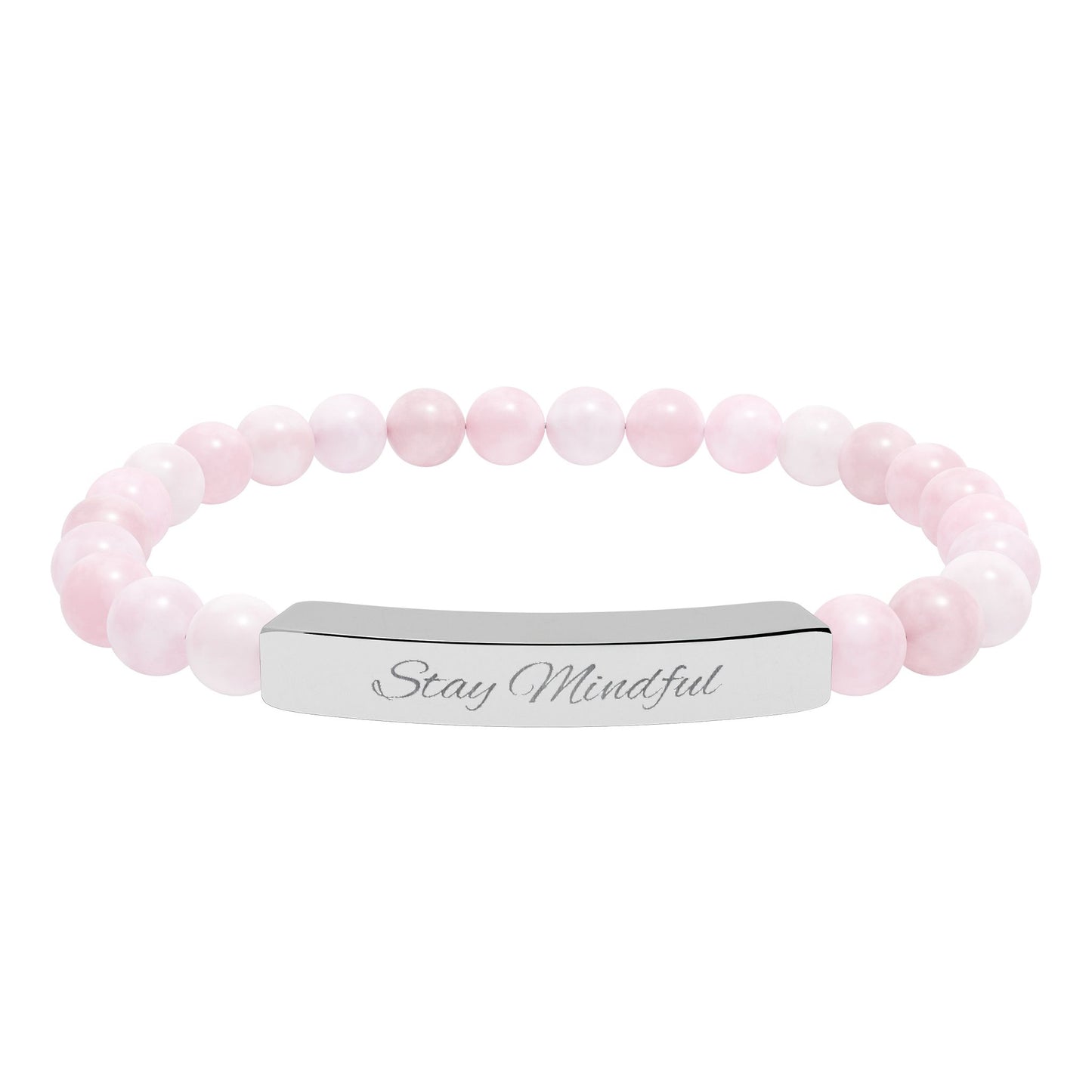 Personalized Real Natural Stone Bracelet (engraved), 7 stone options, Silver or Gold bar